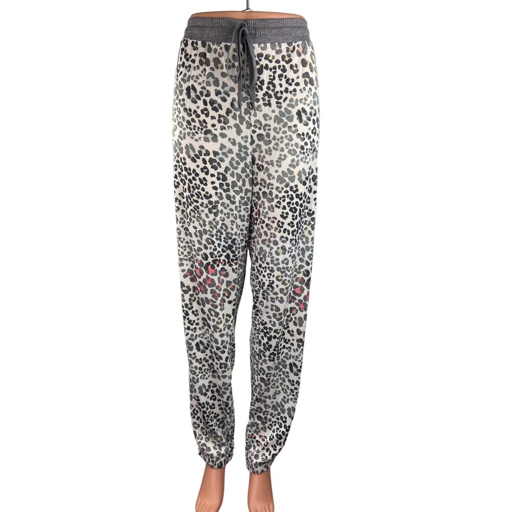 Secret Treasures Gray Leopard Print Elastic Waist Drawstring Lounge Pants Sz XL